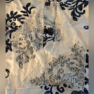 Pink Violet Cream Lace Scarf